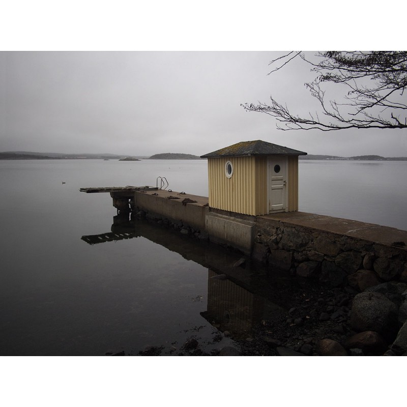 Sweden, Särö, 2018, fisherman's hut in front of the sea